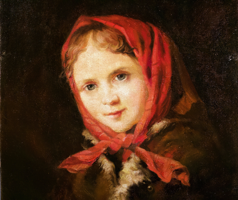 Кузнецов Николай Дмитриевич (1850-1929). Крестьянская девочка в красном платке 389-20