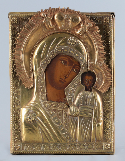 Икона Богородица Казанская в окладе - фото - 2