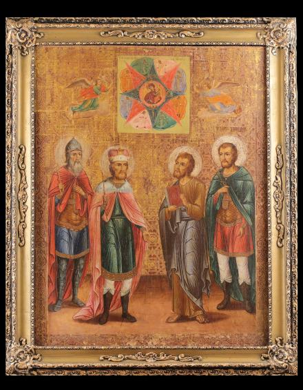 Икона Святые мученики Ермей, Александр Невский, апостол Еремий, святой мученик Евстигней - фото - 5