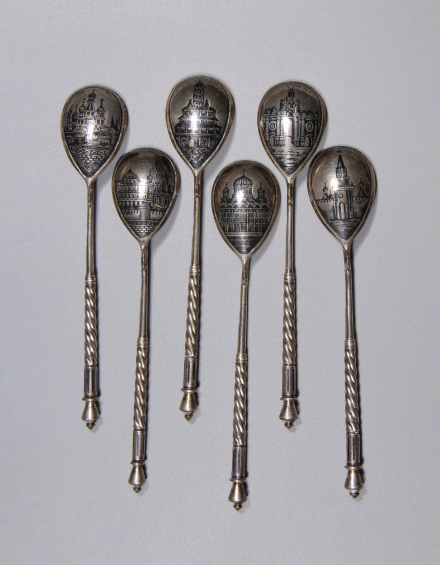 Серебряные ложки чайные с изображением Храмов - фото - 4