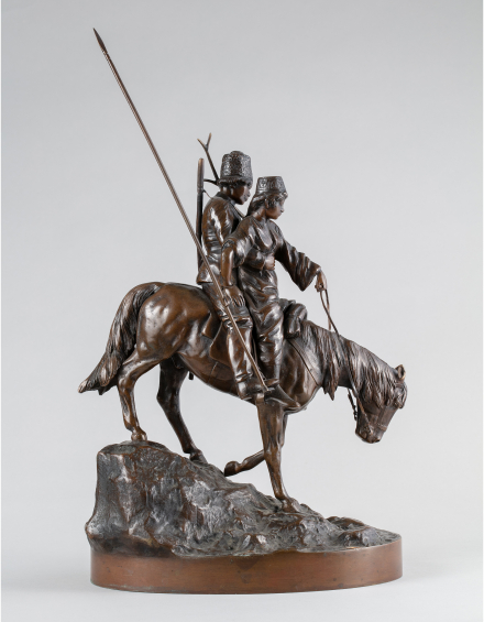 Кабинетная скульптура Казак с казачкой на лошади - фото - 8