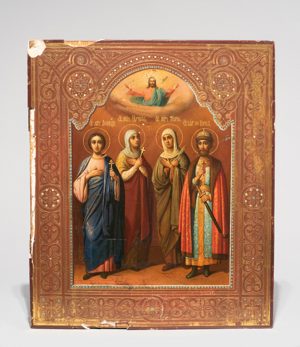 Икона Святые мученики Леонид, Наталья, Мария и Благоверный Князь Борис 322-19