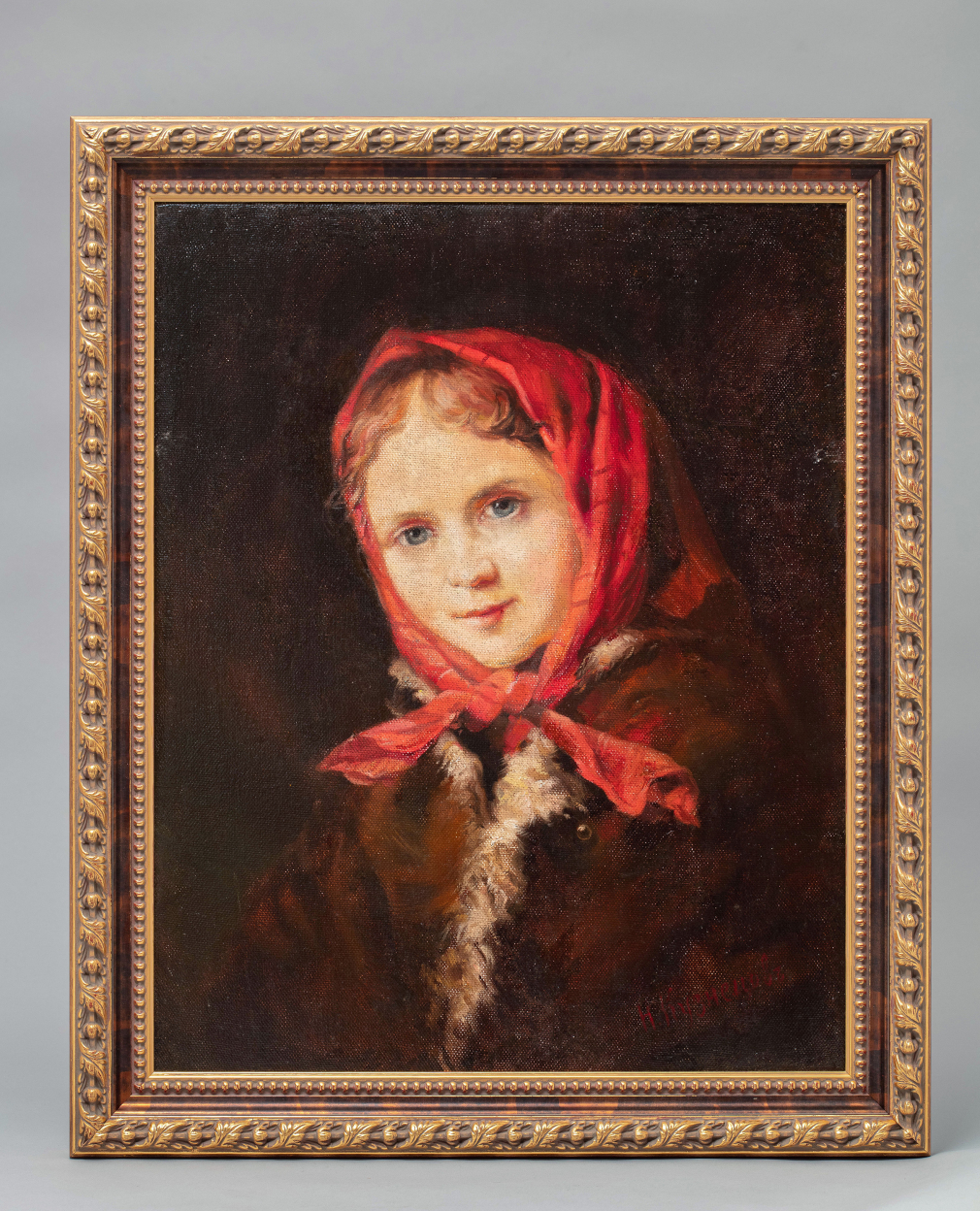 Кузнецов Николай Дмитриевич (1850-1929). Крестьянская девочка в красном платке - фото - 3