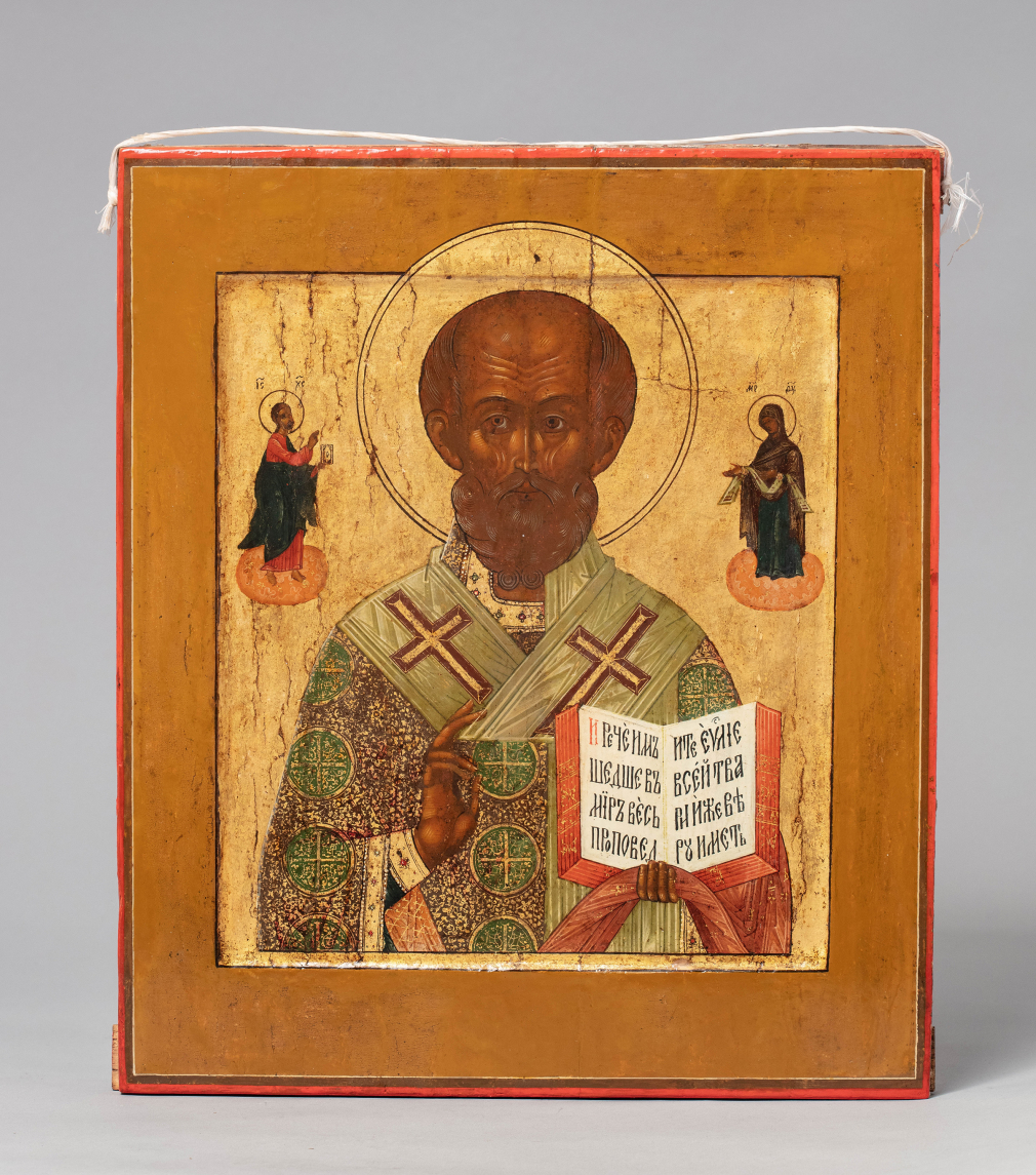 Икона двухсторонняя Святой Николай Чудотворец и Успение Богородицы 330-19