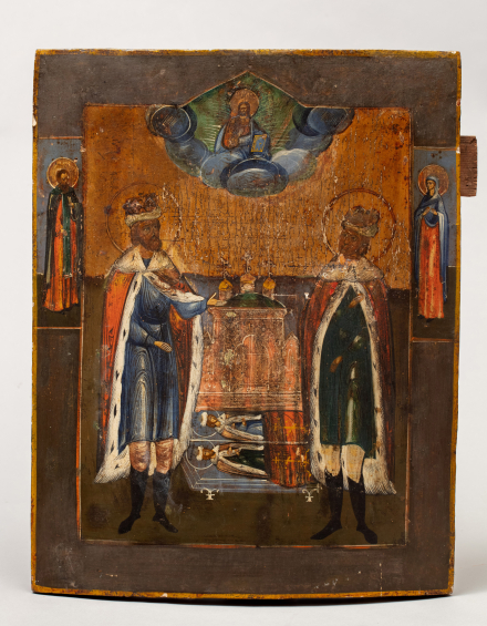 Икона Святые Борис и Глеб с предстоящими святыми - фото - 3
