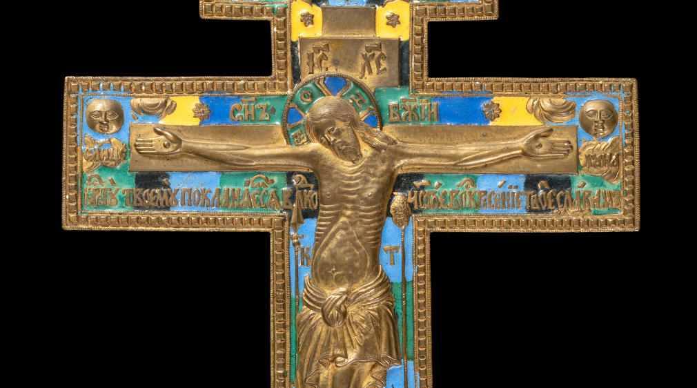 Крест Распятие Христово с эмалью 427-21