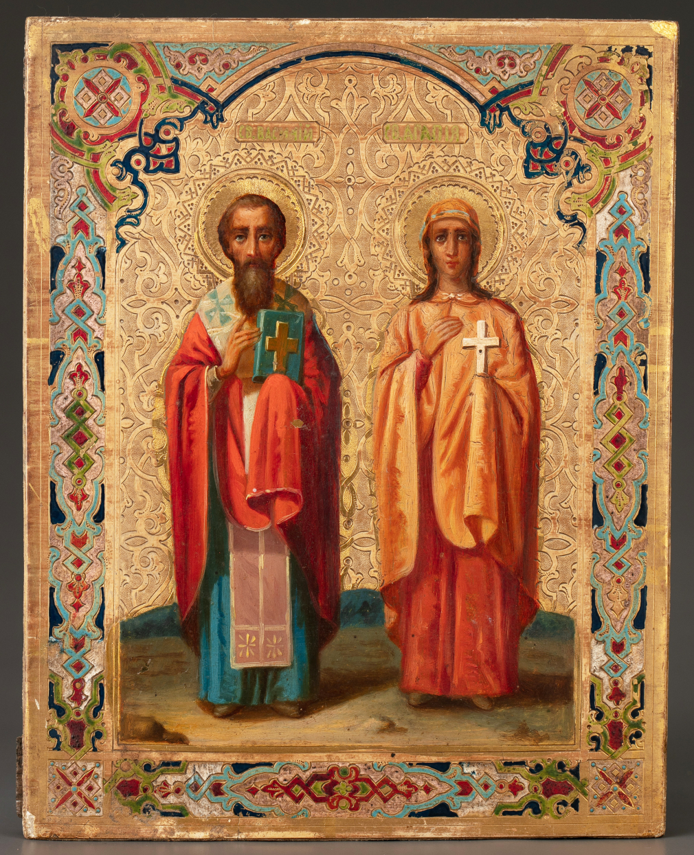 Икона Святые Василий Великий и Агапия Солунская (Иллирийская) - фото - 2