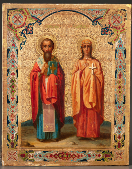 Икона Святые Василий Великий и Агапия Солунская (Иллирийская) - фото - 2