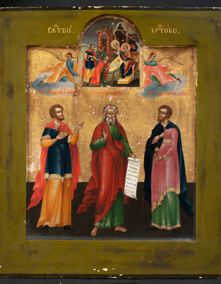 Икона Рождество Христово с предстоящими святыми Косьмой, Дамианом и Наумом - фото - 3