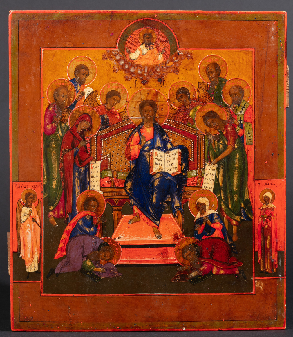 Икона Спас на троне с припадающими святыми 544-21