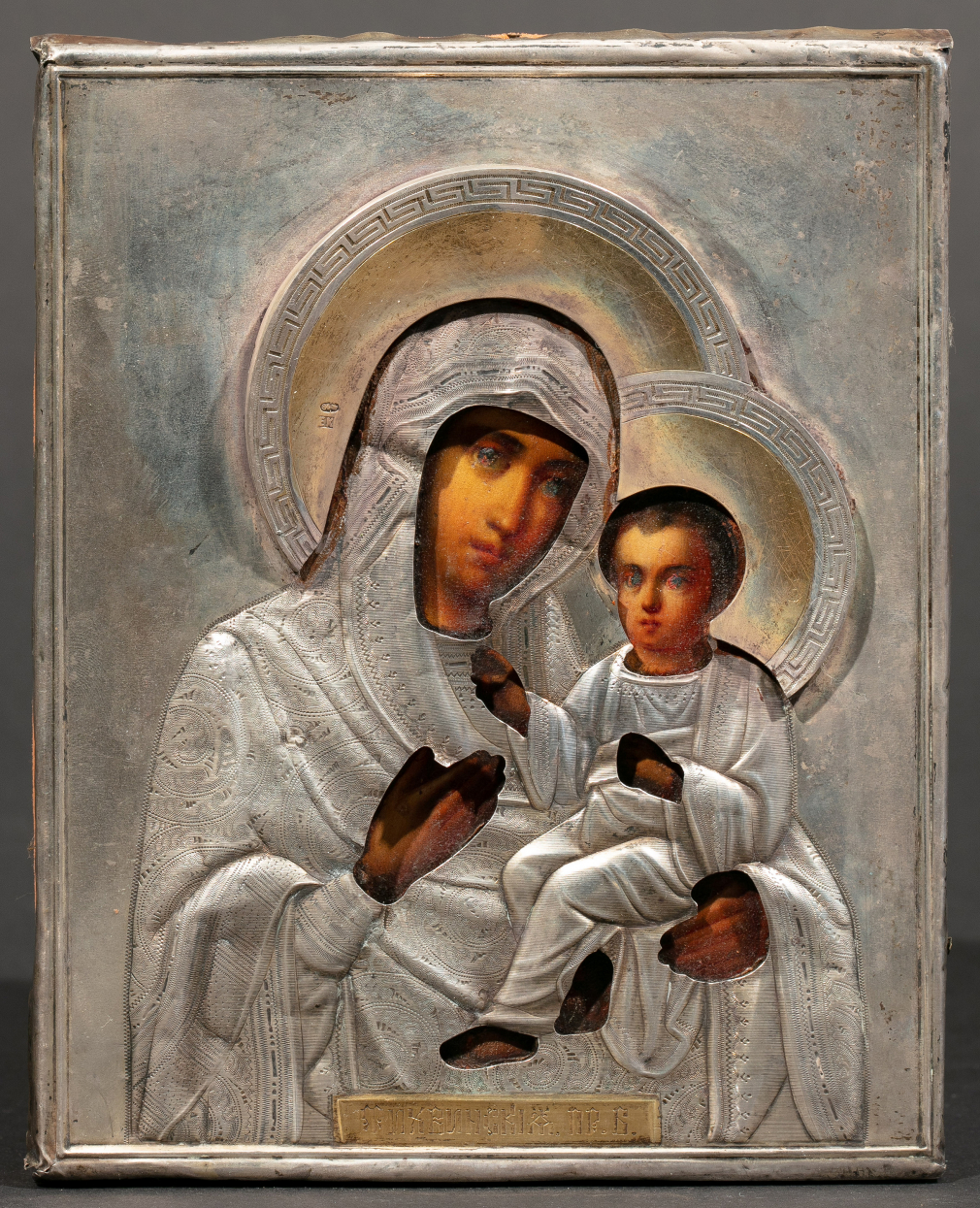Икона Богородица Тихвинская в серебряном окладе 381-21