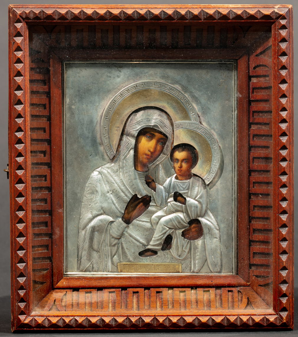 Икона Богородица Тихвинская в серебряном окладе 381-21