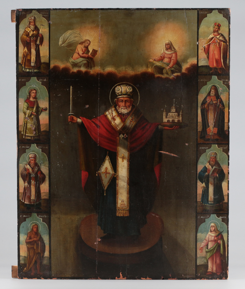 Икона Святой Николай Можайский с избранными святыми - фото - 3