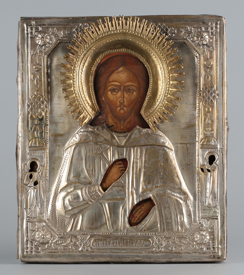 Икона Святой мученик Никита с Ангелом Хранителем и святителем Николаем 40-22