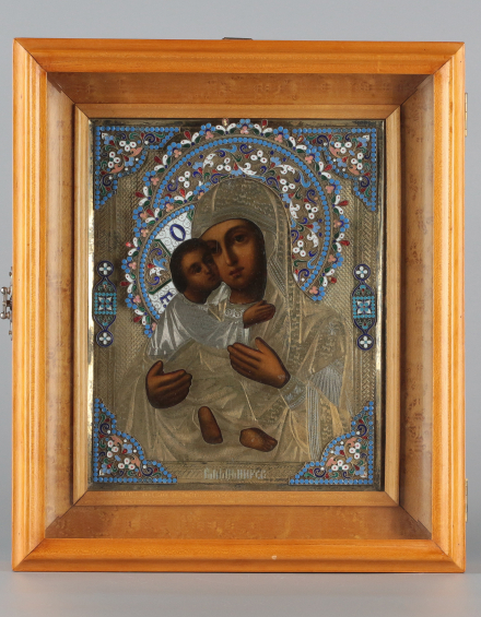 Икона Богородица Владимирская в серебряном окладе - фото - 4