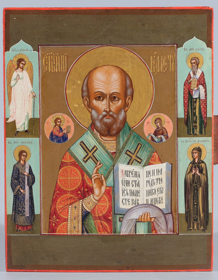 Икона Святой Николай Чудотворец с избранными святыми - фото - 2