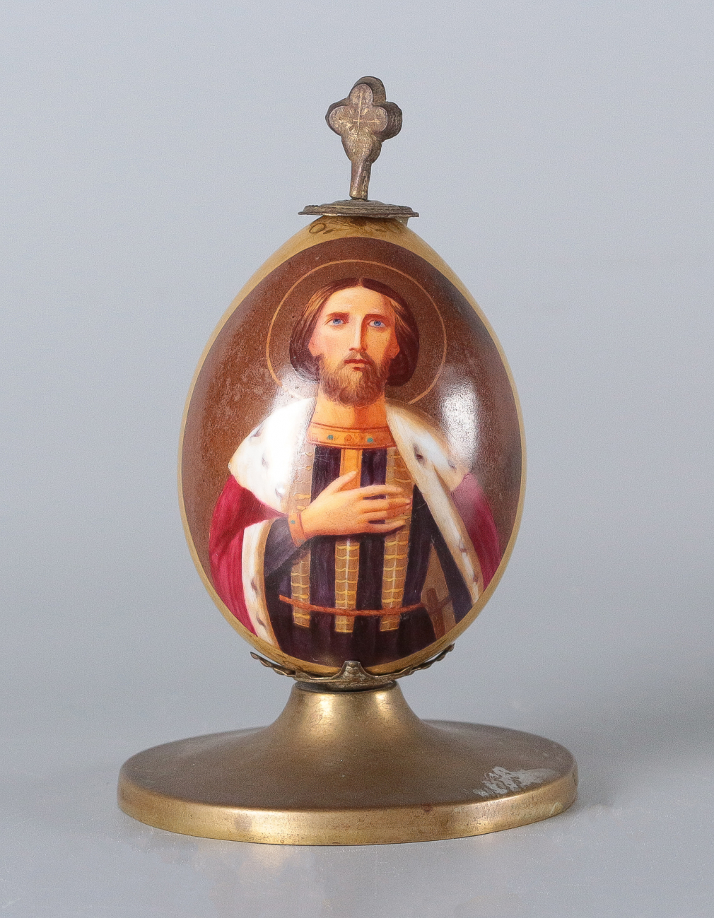 Яйцо пасхальное на подставке Святой Александр Невский 114-19