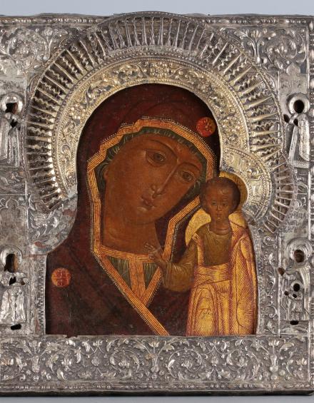Икона Богородица Казанская в серебряном окладе - фото - 3