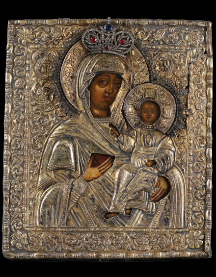 Икона Богородица Одигитрия Смоленская в серебряном окладе - фото - 3