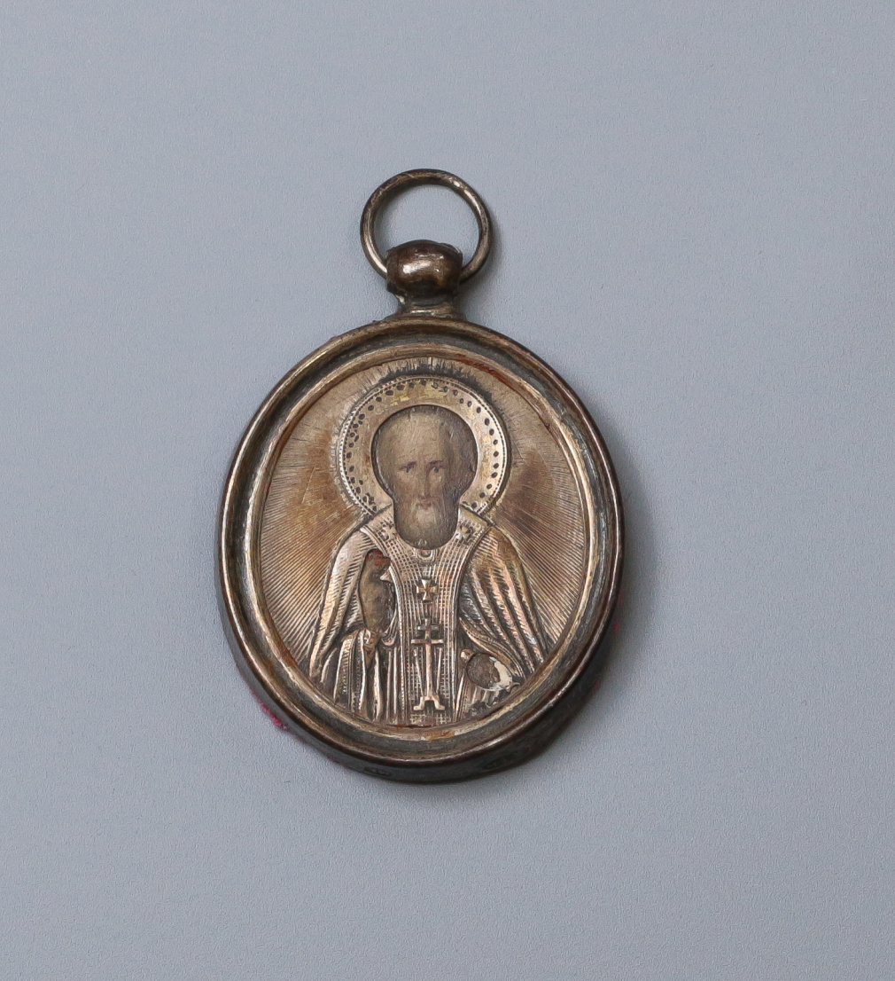 Нательная икона Святой Сергий Радонежский в серебряном окладе - фото - 1