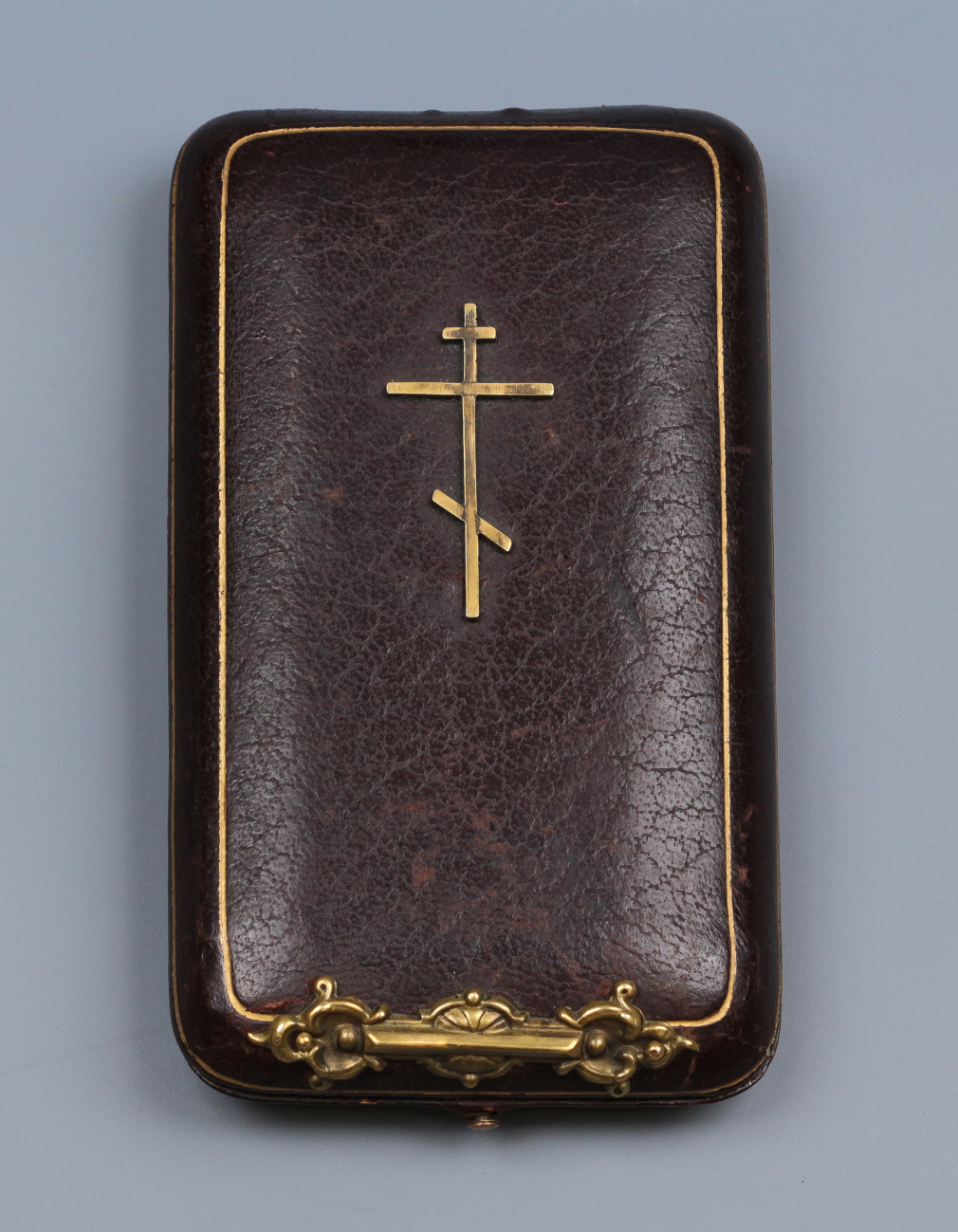 Серебряный наперсный Крест для игумении с драгоценными камнями в оригинальном футляре, мастер Павел Овчинников 00168-23