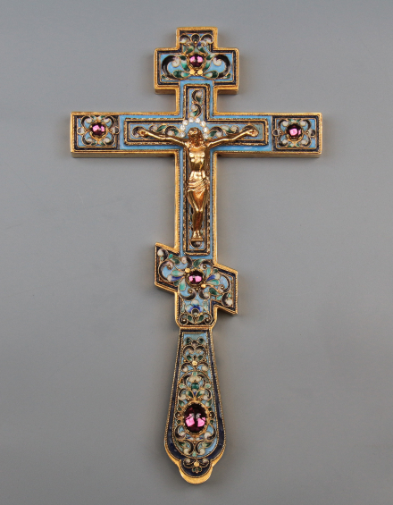 Напрестольный крест с эмалью по скани, изготовленный в честь «Тысячелетия крещения Руси 988-1988» - фото - 2