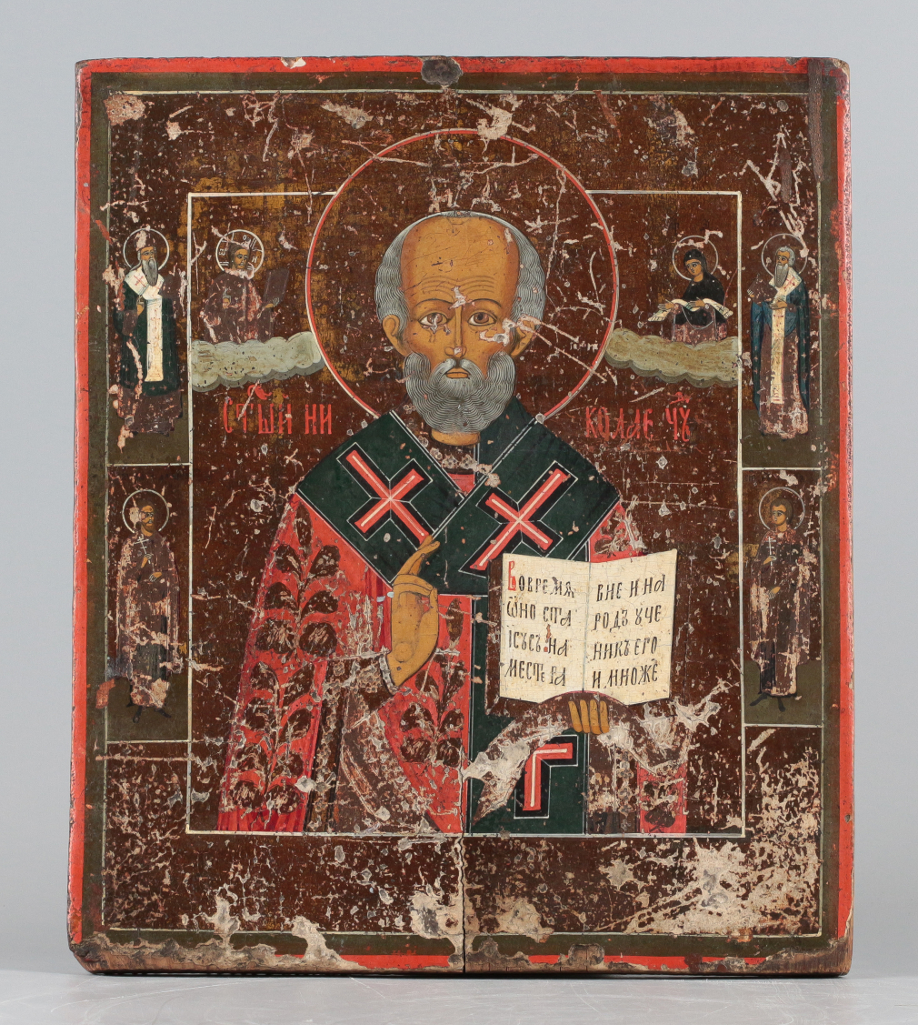 Икона Святой Николай Чудотворец с предстоящими святыми - фото - 2