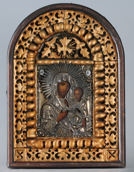 Икона Богородица Иверская в серебряном окладе - фото - 4