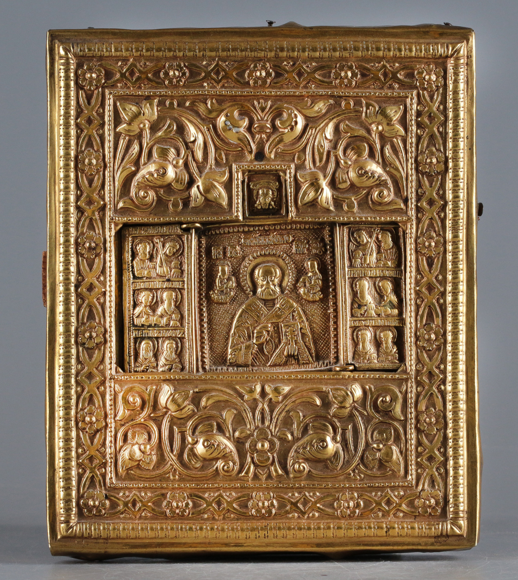 Складень трехстворчатый Святой Николай Чудотворец с избранным святыми - фото - 2