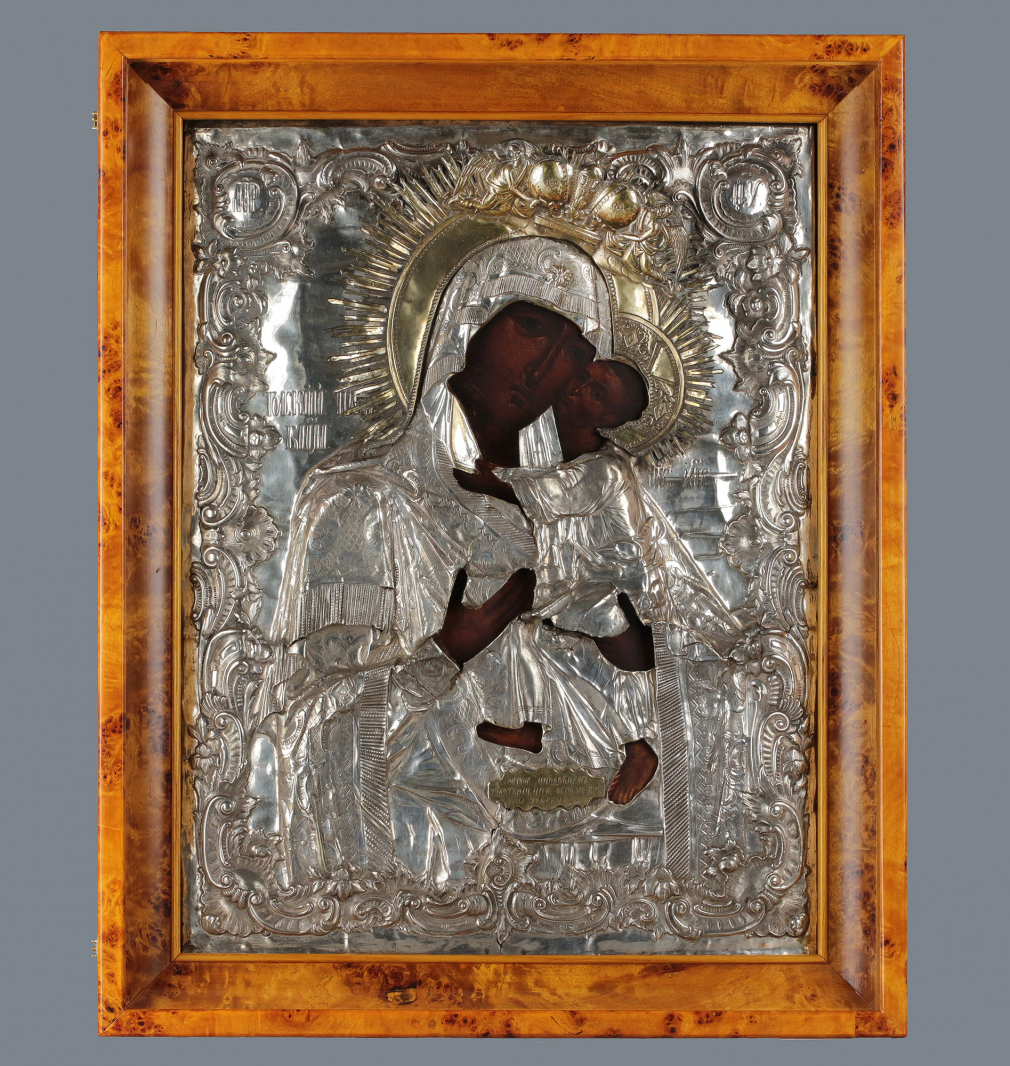 Икона Богородица Толгская в серебряном окладе список с чудотворной иконы - фото - 8