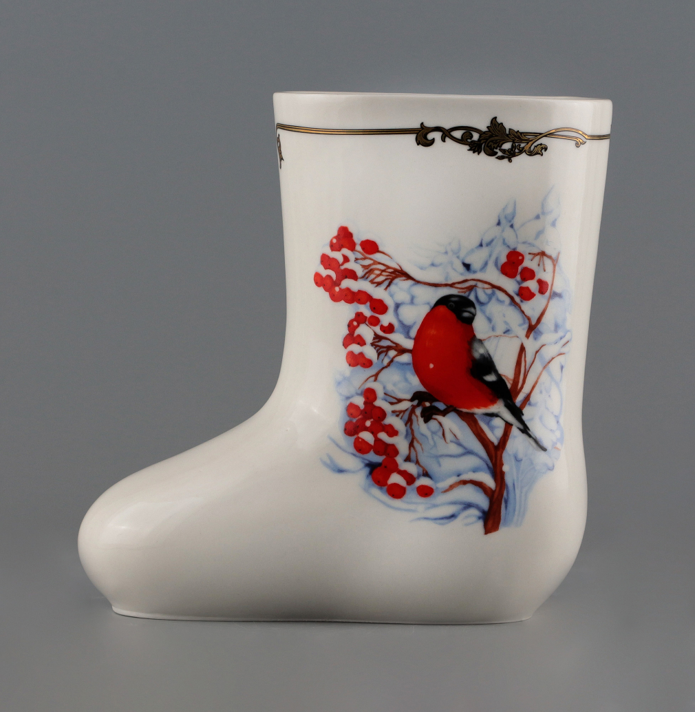 Вазочка Валенок Снегири 002673