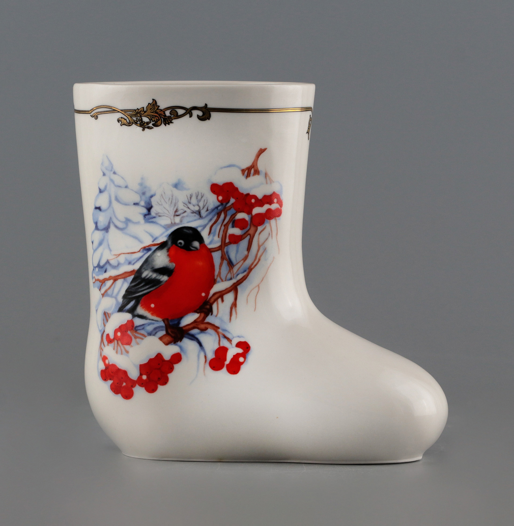 Вазочка Валенок Снегири - фото - 2