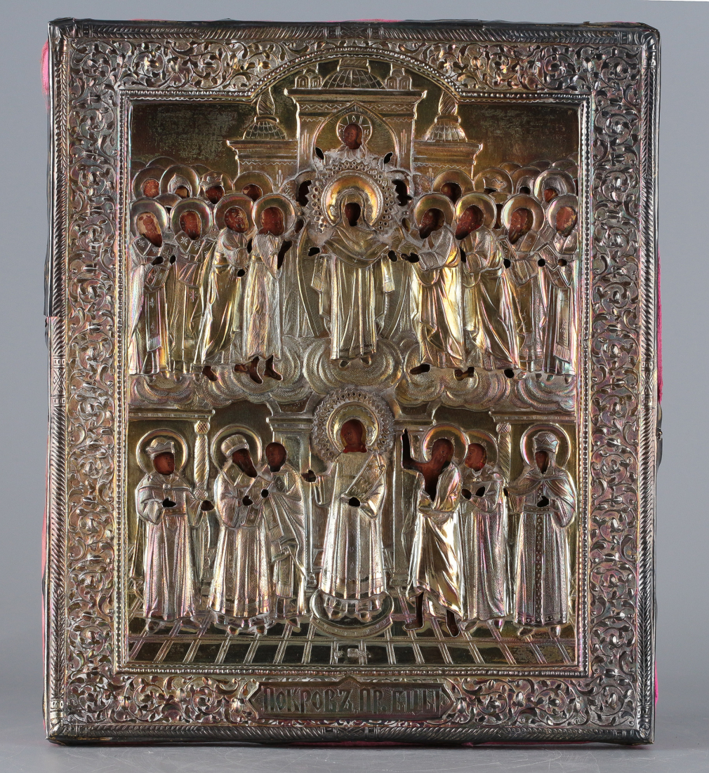 Икона Покров Пресвятой Богородицы в серебряном окладе 00471-24