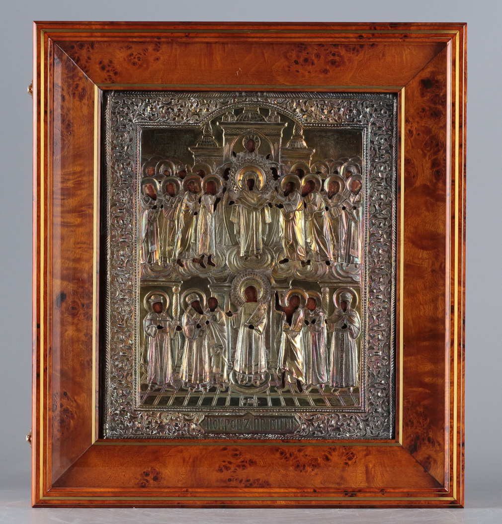 Икона Покров Пресвятой Богородицы в серебряном окладе - фото - 3