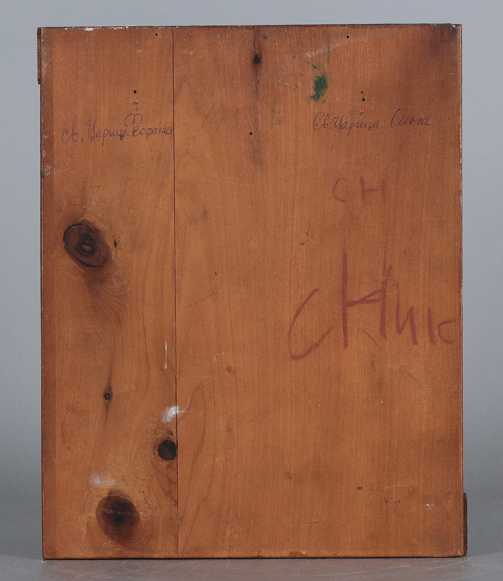 Икона Святые царицы Ольга и Феофания в молении перед иконой Владимирской Божьей Матери 00467-24