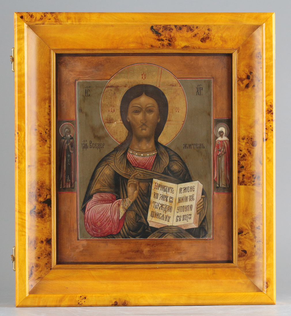 Икона Господь Вседержитель с предстоящими святыми Савелием и Анастасией - фото - 3