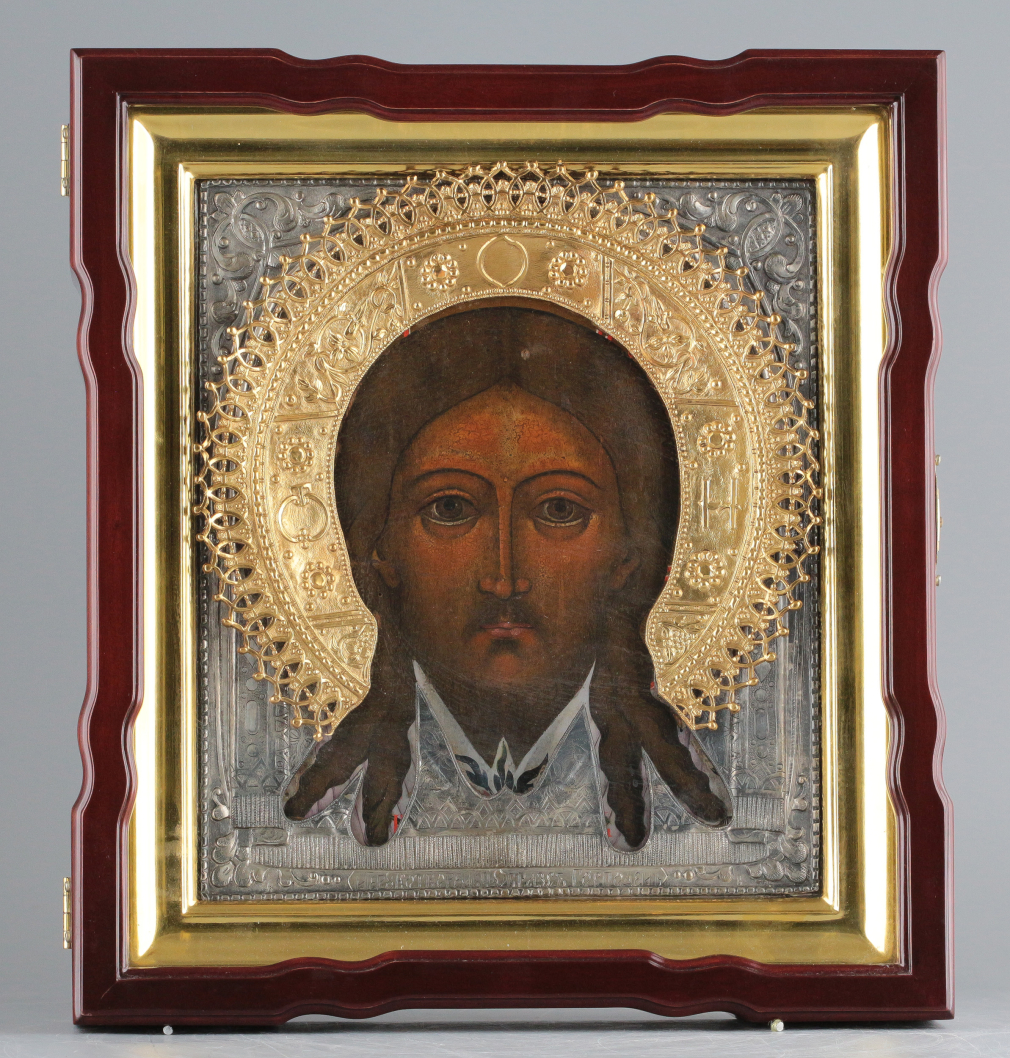 Икона Образ Спаса Нерукотворного в серебряном окладе - фото - 5