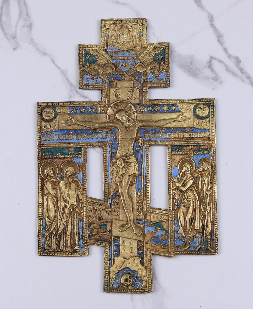 Крест Распятие Христово с эмалью - фото - 2