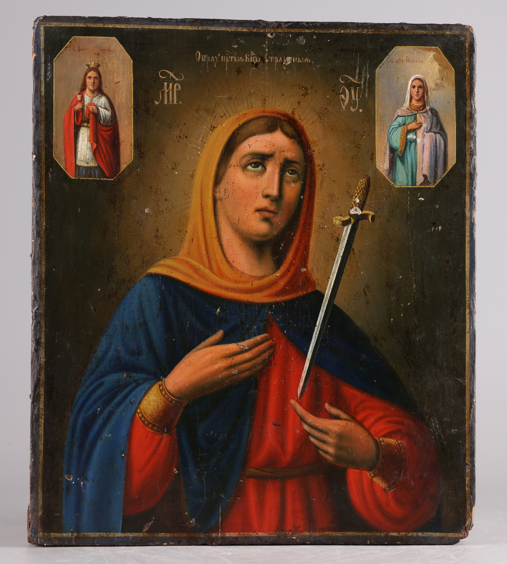 Икона Богородица Страстная с предстоящими святой Варварой и Иулианией Муромской - фото - 2