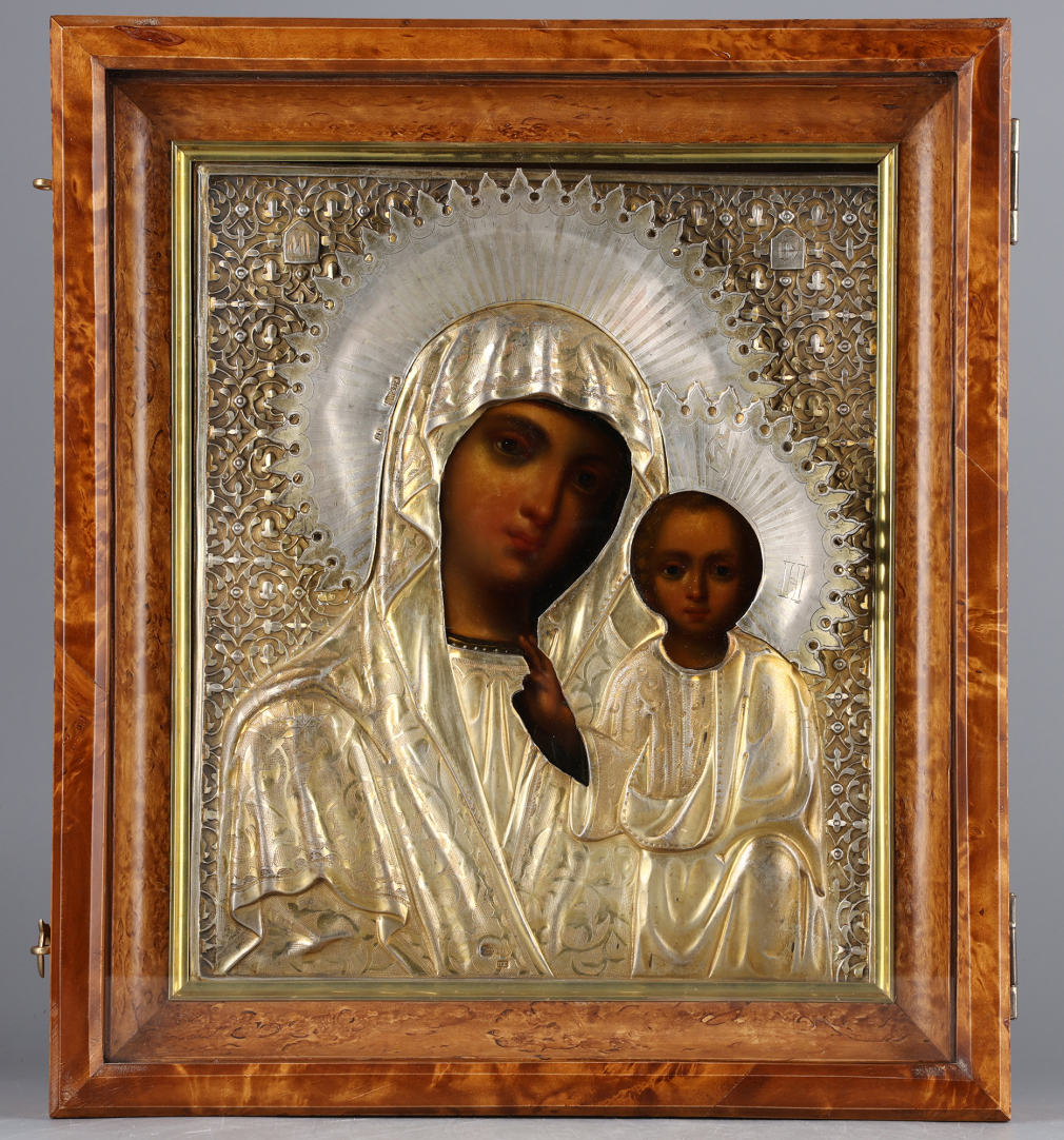 Икона Богородица Казанская в серебряном окладе - фото - 3