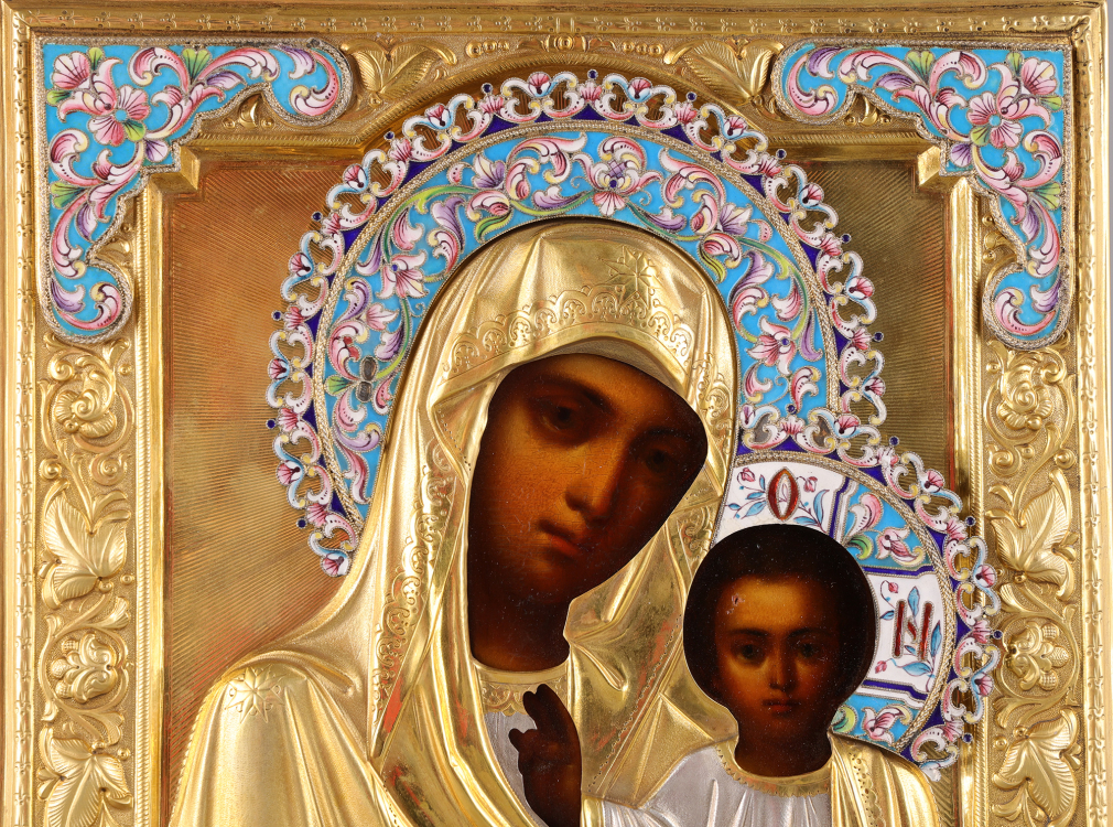 Икона Богородица Казанская в серебряном окладе 00206-25