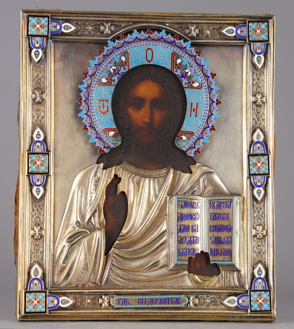 Икона Господь Вседержитель в серебряном окладе 00207-25