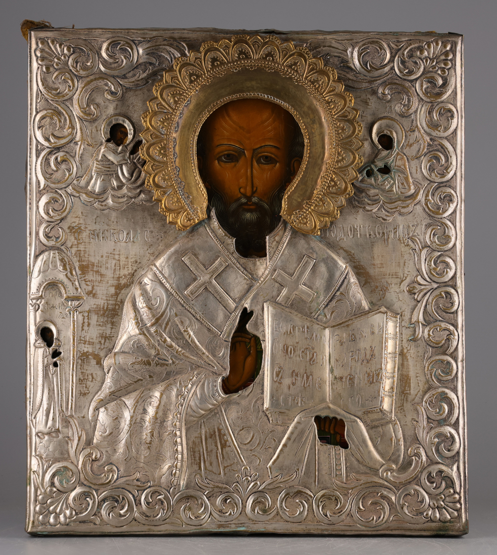 Икона Святой Николай Чудотворец в окладе - фото - 2