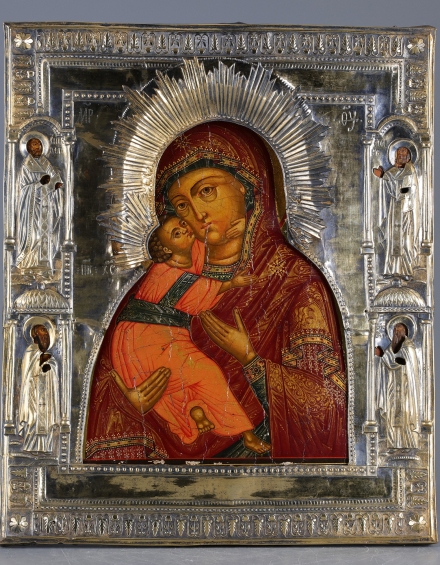 Икона Богородица Владимирская в серебряном окладе - фото - 3