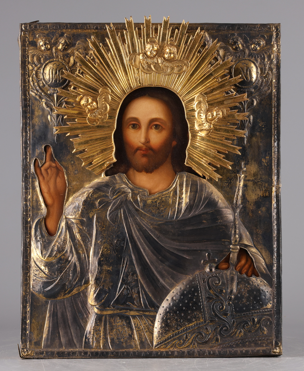 Икона Господь Вседержитель в серебряном окладе - фото - 3