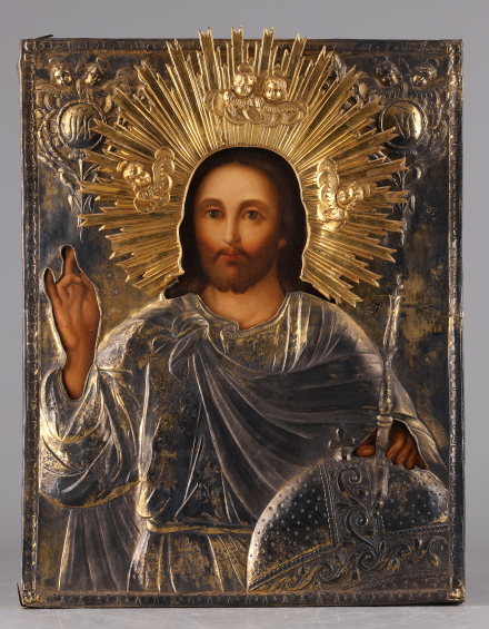 Икона Господь Вседержитель в серебряном окладе - фото - 3