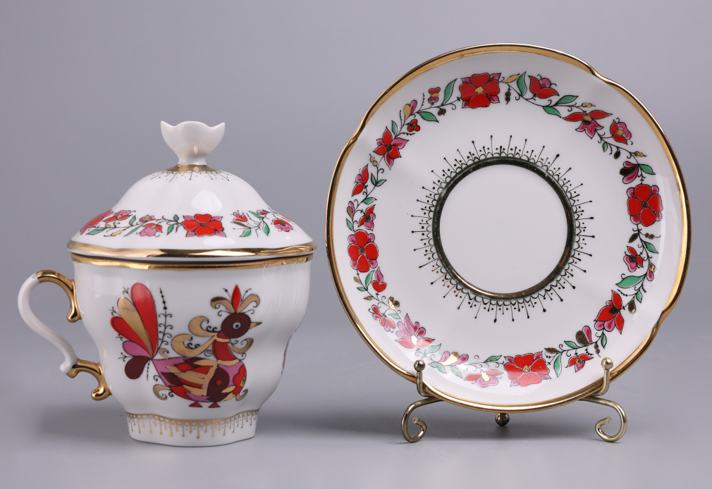 Чайная пара с крышкой форма Подарочная-2 рисунок Сувенир 009-26