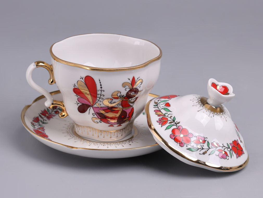 Чайная пара с крышкой форма Подарочная-2 рисунок Сувенир 009-26