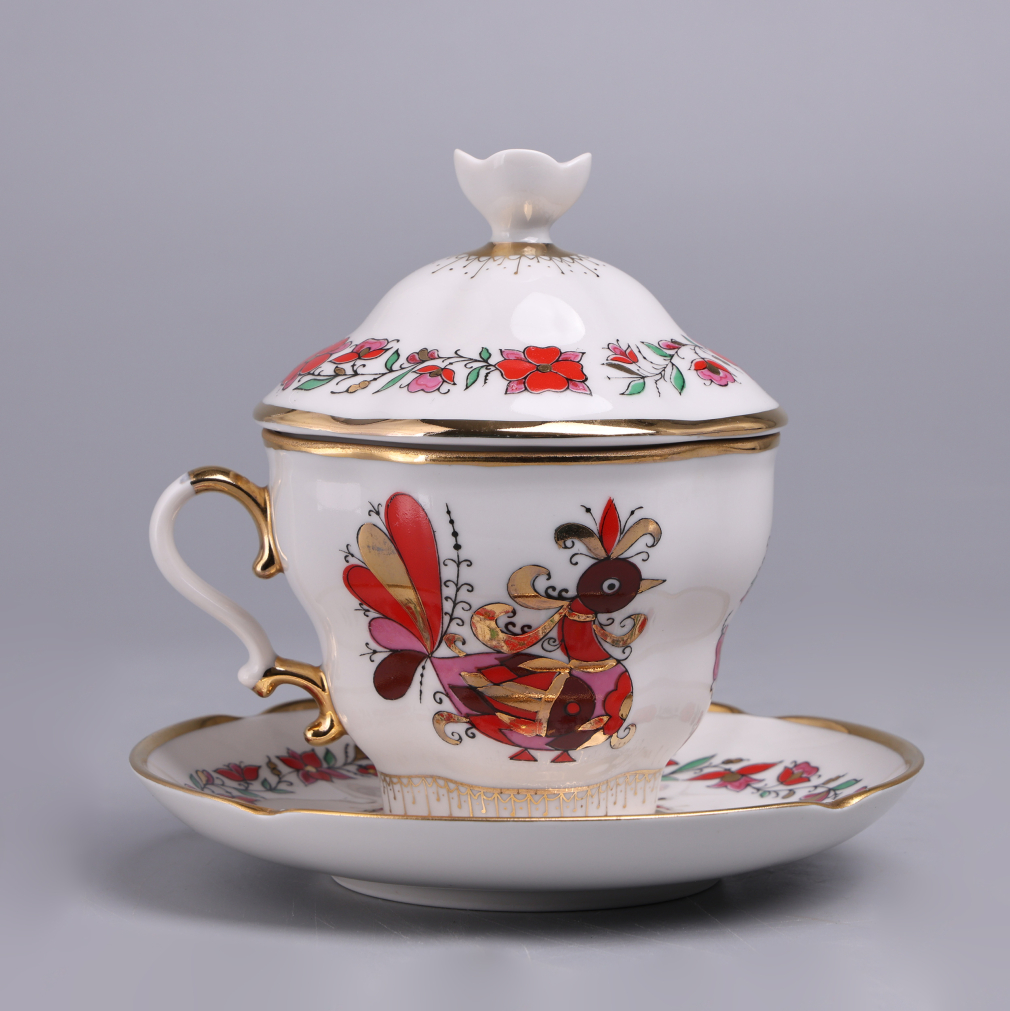 Чайная пара с крышкой форма Подарочная-2 рисунок Сувенир 009-26