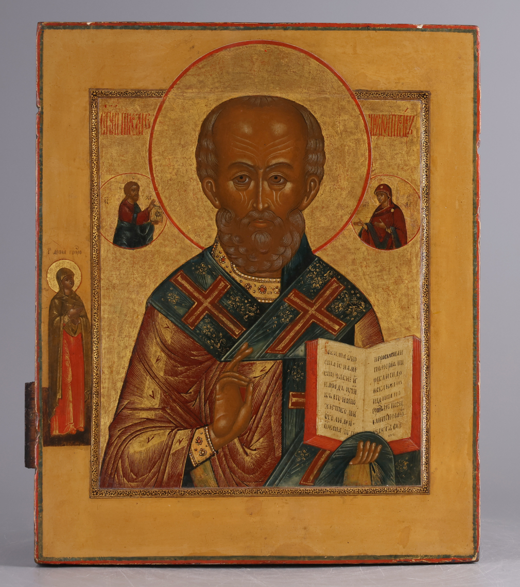 Икона Святой Николай Чудотворец с предстоящей Анной Пророчицей - фото - 2